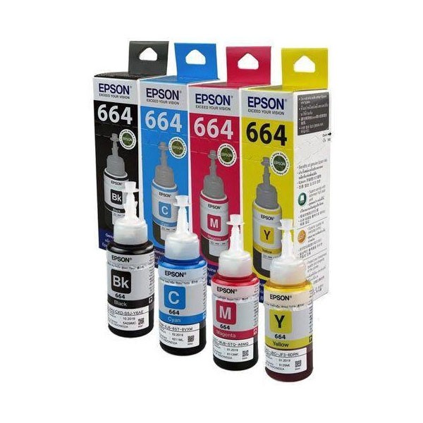 Epson T664 CMYK Full Set Color Refill Ink Bottle
