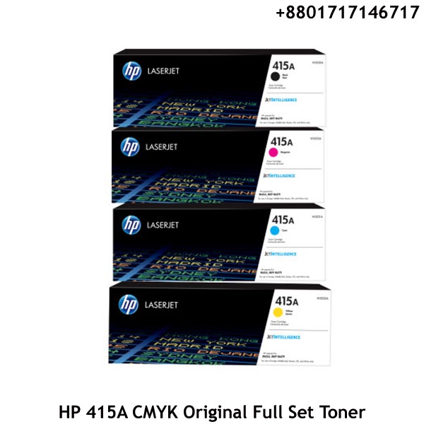 HP 415A CMYK Original Full Set Color Toner Cartridge (W2030A, W2031A, W2032A, W2033A)